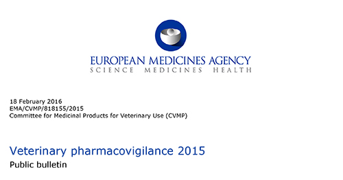 Report EMA farmacovigilanza veterinaria 2015 europea